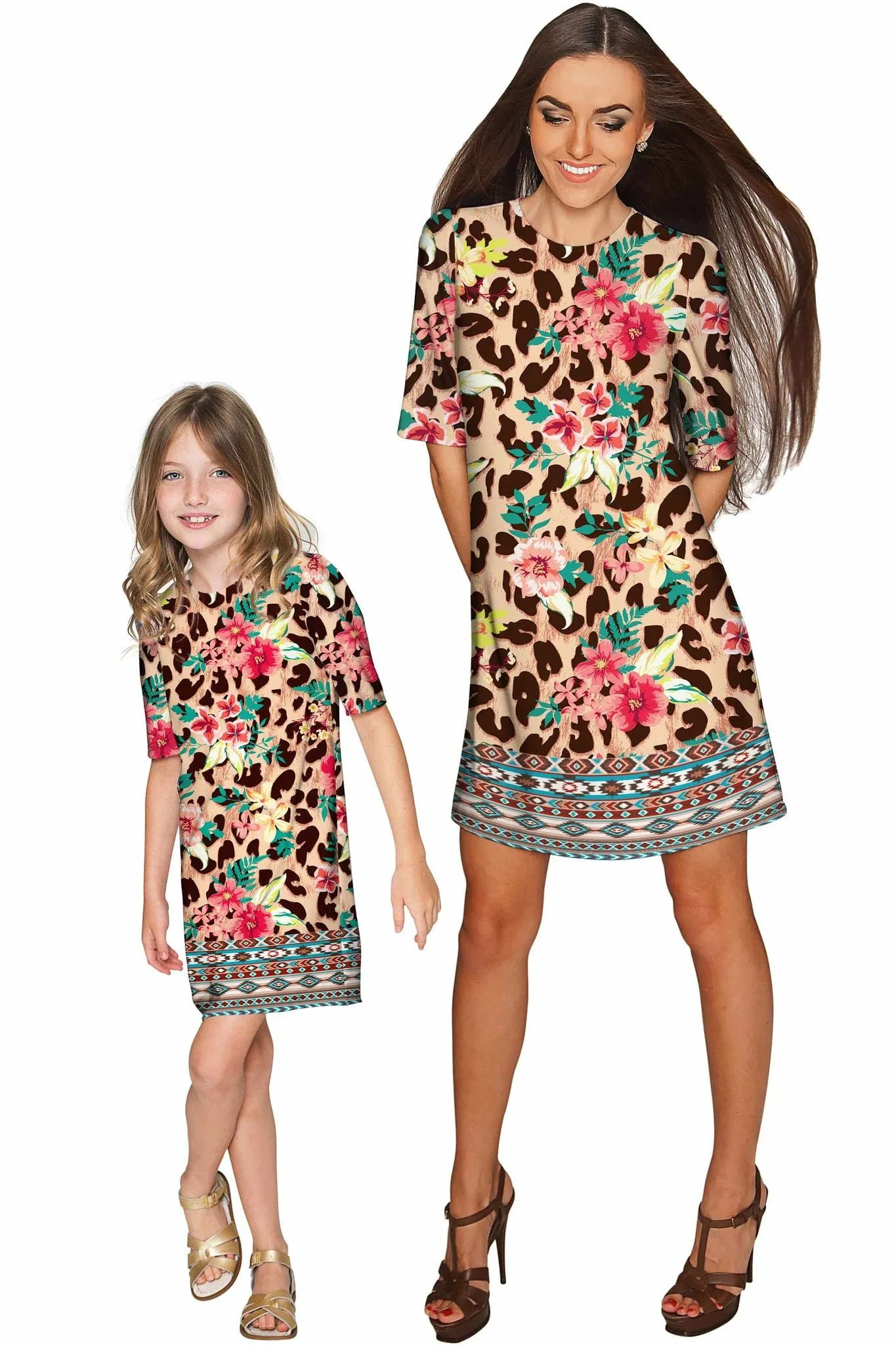 Wild & Free Grace Floral Leopard Print Shift Dress - Women